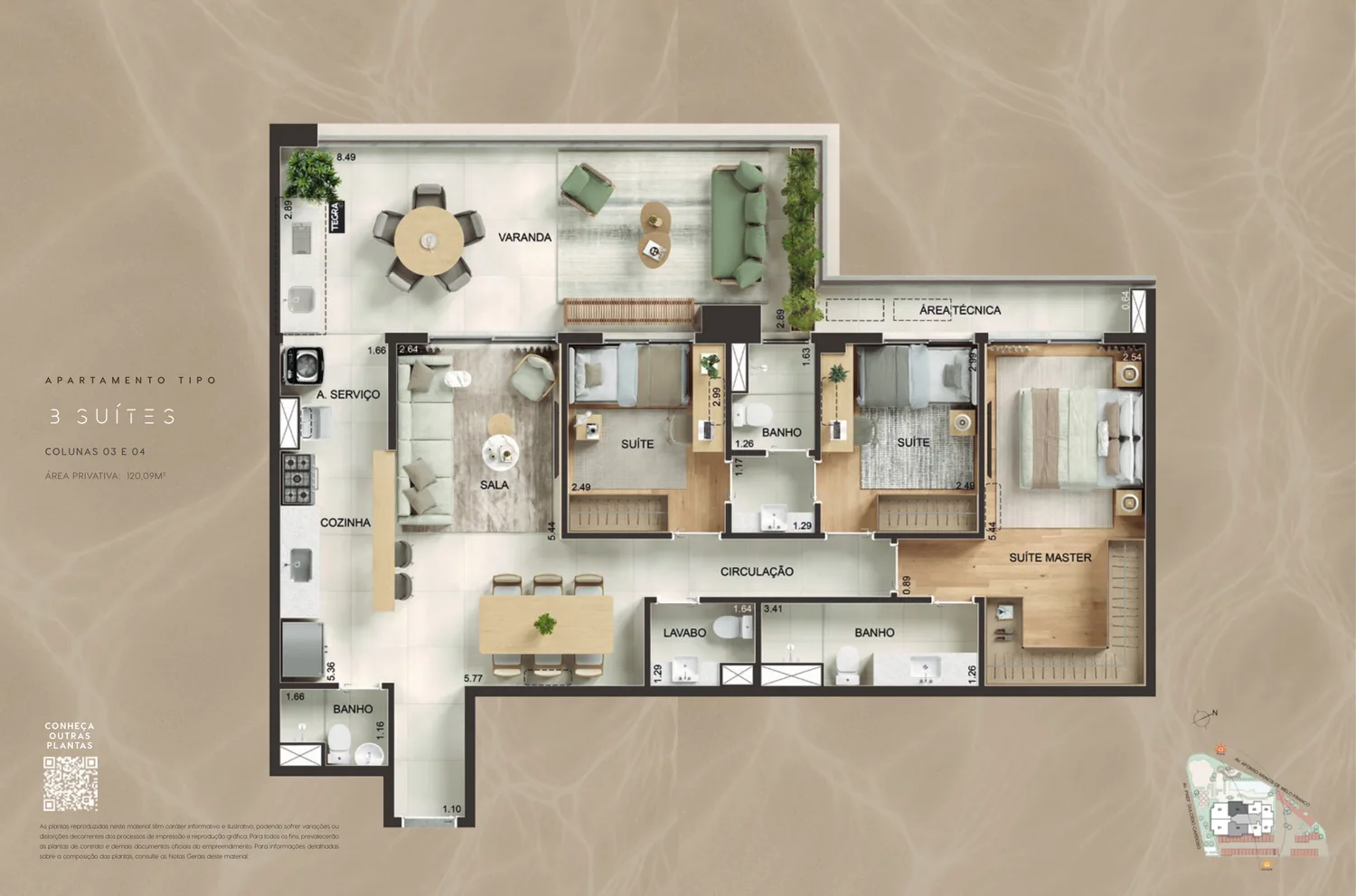 3 suítes · 120,09 m² — Kronos by Tegra
