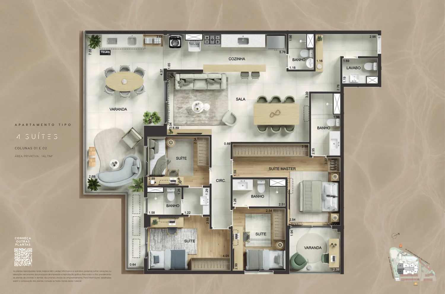 4 suítes · 146,71 m² — Kronos by Tegra